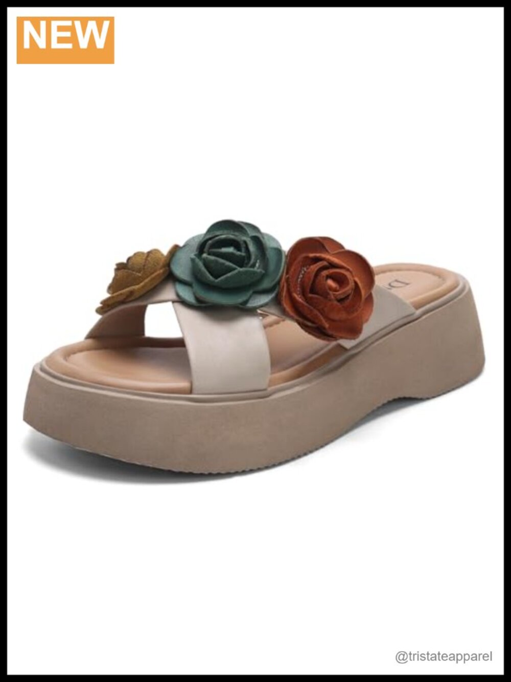 Cow Leather Platform Slide Sandals Non Slip Memory Insole Women's Summer